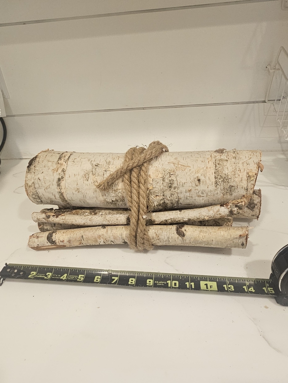 Bundle of White Birch Logs with Rope Accent